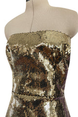 Resort 2020 Alex Perry Supermodel Long Strapelss Gold Sequin 'Howard' Dress