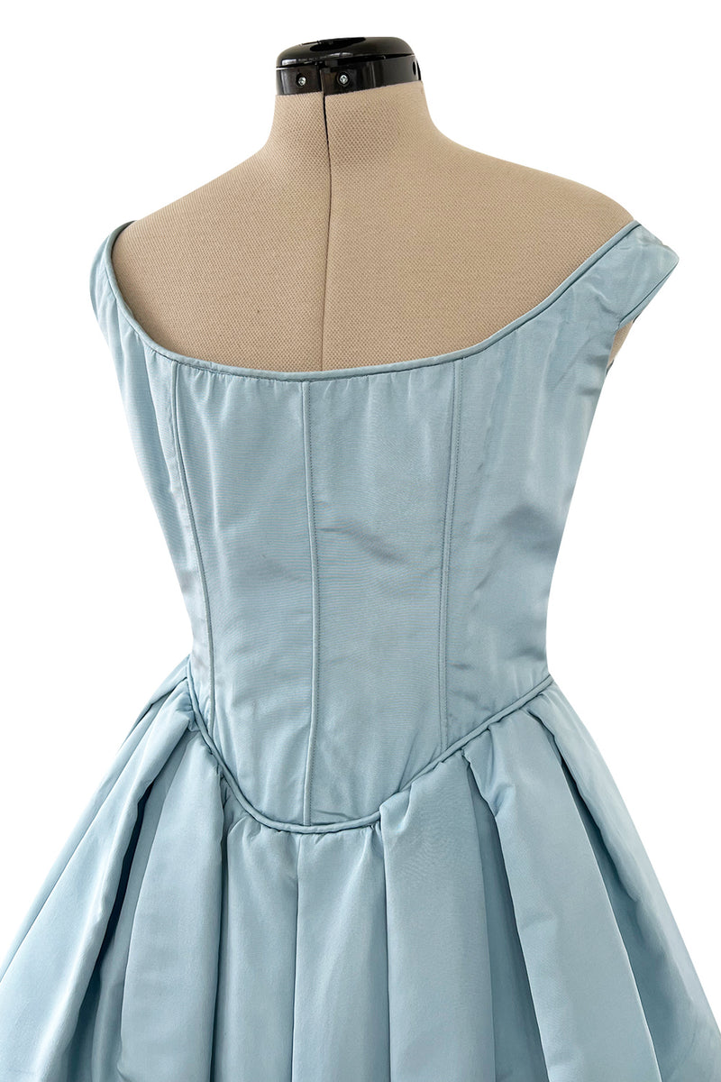 Runway Spring 1994 Balmain by Oscar de La Renta Haute Couture Baby Blue Corset Dress