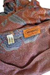 Iconic c.1972-73 Missoni Floral Print Metallic Lurex Caftan Dress