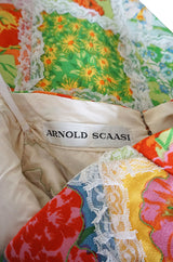 c.1964-69 Arnold Scaasi Couture Floral Patchwork & Lace Corset Skirt