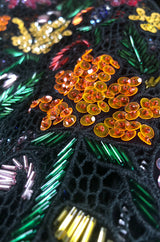 1960s Unlabeled Hand Made & Beaded and Sequin Netted Cord Dress