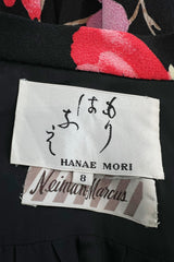 Wonderful 1980s Hanae Mori Vibrant Floral Print Silk Crepe Swing or Tent Jacket