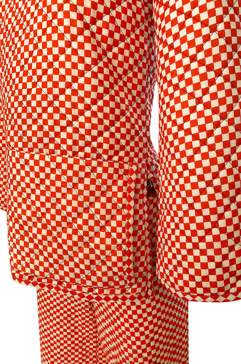Rare 1971 Marion Foale and Sally Tuffin Red & White Check 'Pajama' Pant Set