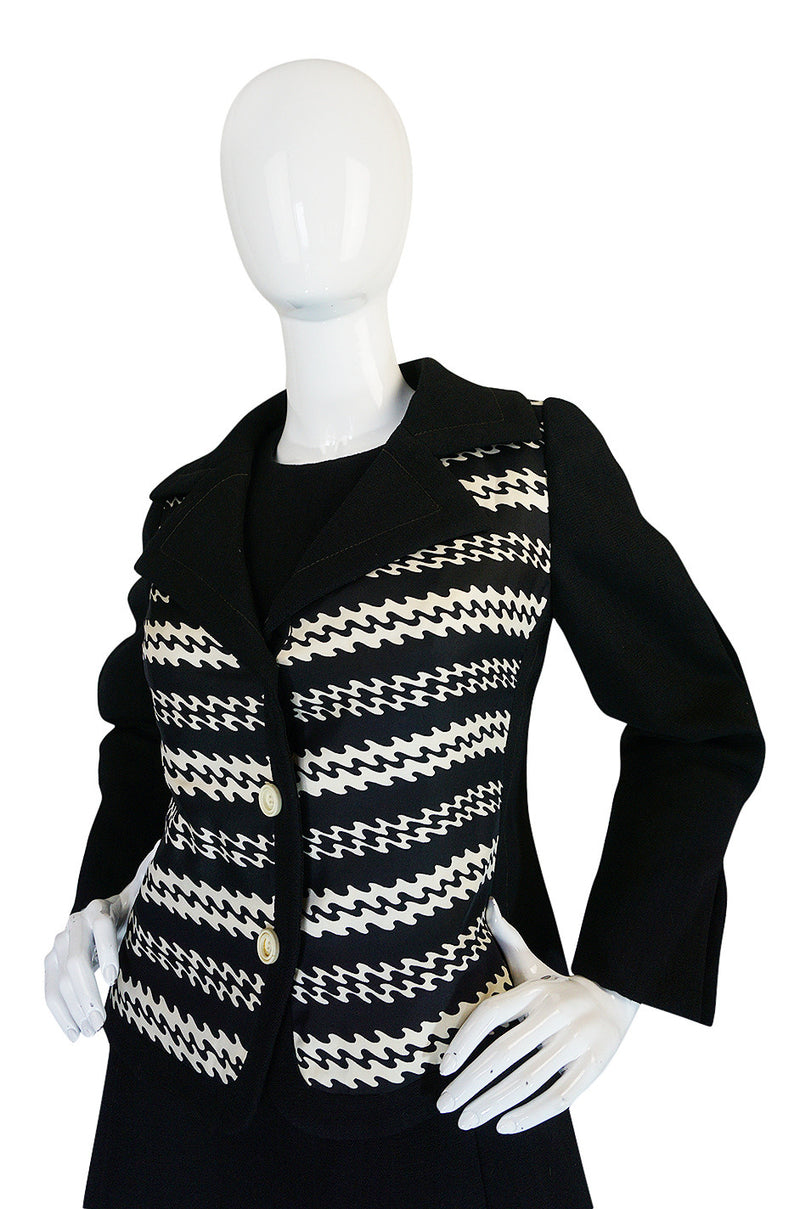 Graphic 1960s James Galanos Silk & Wool Dress & Jacket Set