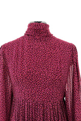 Incredible 1969-1972 Christian Dior by Marc Bohan Demi-Couture Numbered Silk Chiffon Burgundy Dress