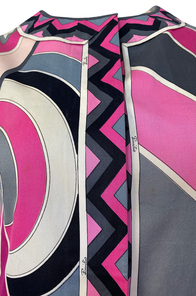 1960s Emilio Pucci Pink Geometric Print Cotton Cover Up or Mini Dress