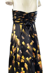 Fall 2008 Oscar De La Renta Strapless Hand Painted Gold & Black Silk Dress