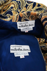 1960s Metallic Gold & Blue Malcolm Starr Dress & Jacket
