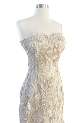 Spring 2008 Oscar De La Renta Embroidered Beaded Ribbon Work Floral Silk Organza Wedding Dress