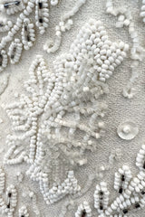 Gorgeous 1930s Off White Moss Crepe Dress w Hand Beaded 'Belt' Detailing