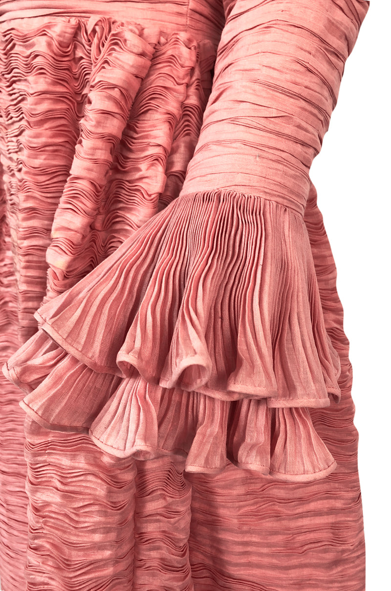 1960s Sybil Connolly Couture 'Non Chalance' Pink Pleated Linen Dress