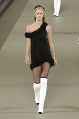 F/W 2006 Chanel 1920's Flapper Style Plunging Sheer Black Lace
