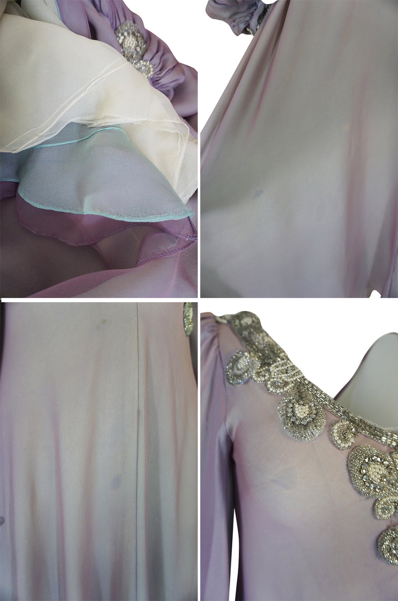 1970s Stavropoulos Couture Layered Bias Cut Silk Chiiffon Dress