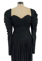 Spectacular 1970s Lanvin by Jules-Francois Crahay Off or On the Shoulder Draped Jersey Dress