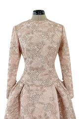 Fall 1994 Nina Ricci Haute Couture Metallic Cord Detailed Lace & Pink Silk Dress
