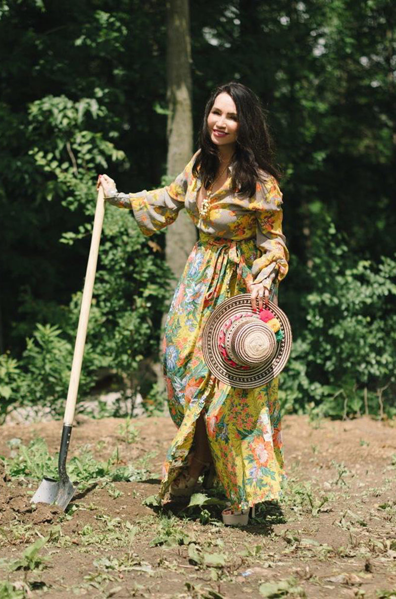 1970s Stephen Burrows Floral Cotton Print Wrap Maxi Skirt
