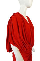 1980s Red Jersey Norma Kamali Multi Wear Dress Set