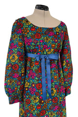 Rare & Exceptional Spring 1966 Yves Saint Laurent Sketch Documented Floral Print Dress
