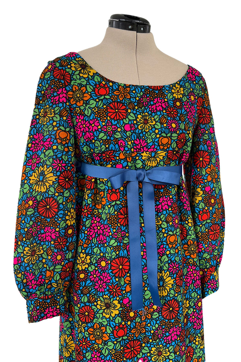 Rare & Exceptional Spring 1966 Yves Saint Laurent Sketch Documented Floral Print Dress