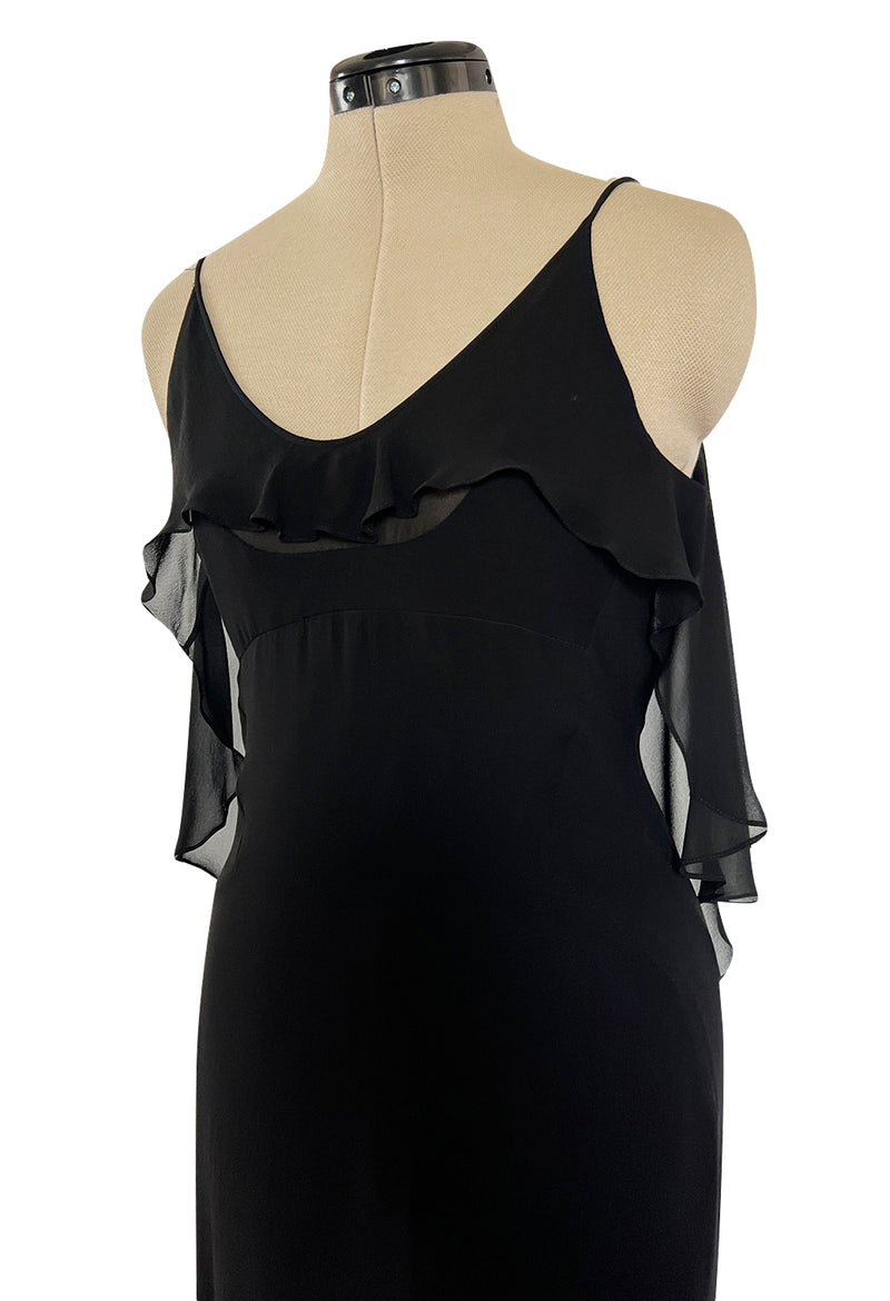 Spring 2004 Yves Saint Laurent by Tom Ford Black Silk Chiffon Dress
