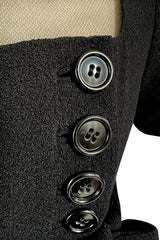 Incredible 1963 Norman Norell Black Crepe Button Dress Twin Worn by Judy Garland