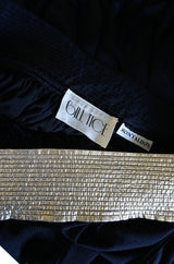Documented 1980 Bill Tice Plunge Black & Gold Backless Halter Dress