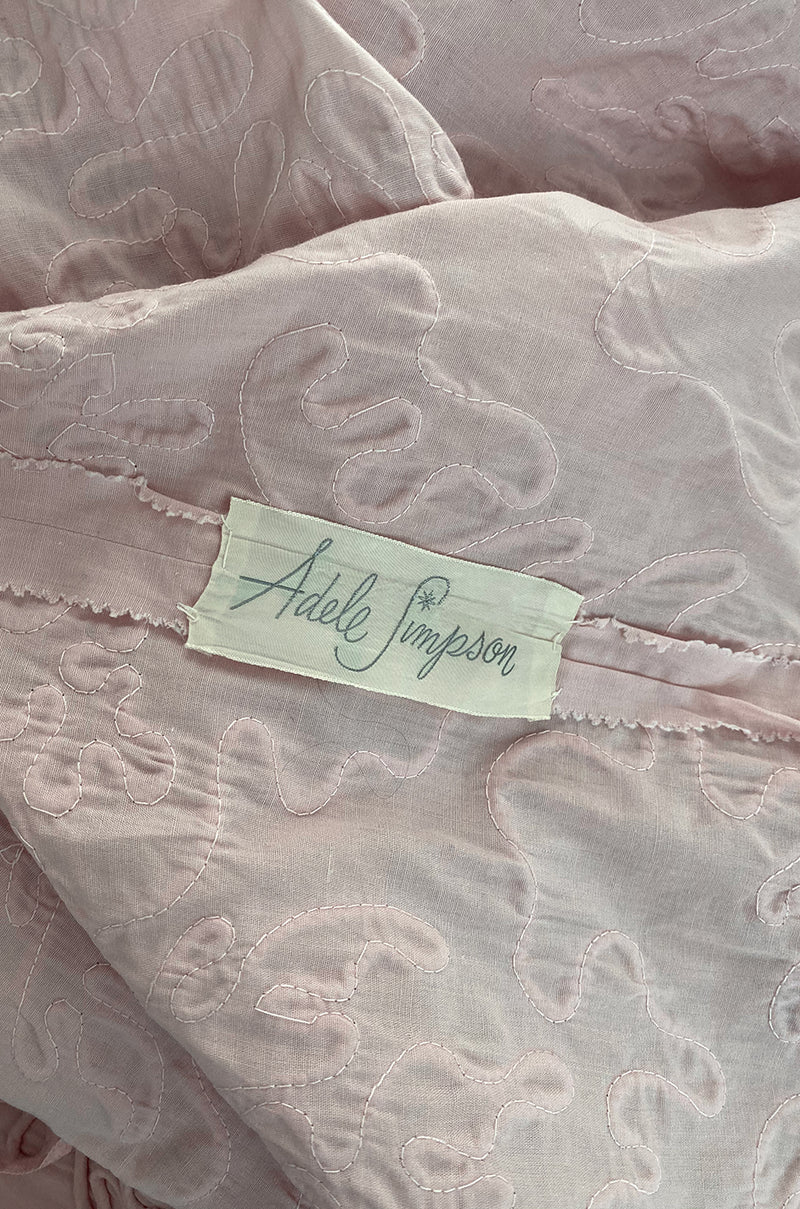 1950s Adele Simpson Pink Cotton Dress w Hand Applique Cording Detail ...