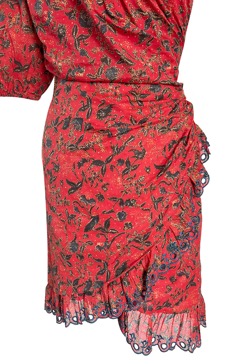 Prettiest 2018 Isabel Marant Etoile Esther One Shoulder Red Floral Print Dress