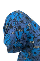 Resort 2012 Yves Saint Laurent Tie Front Blue Print Crepe Dress