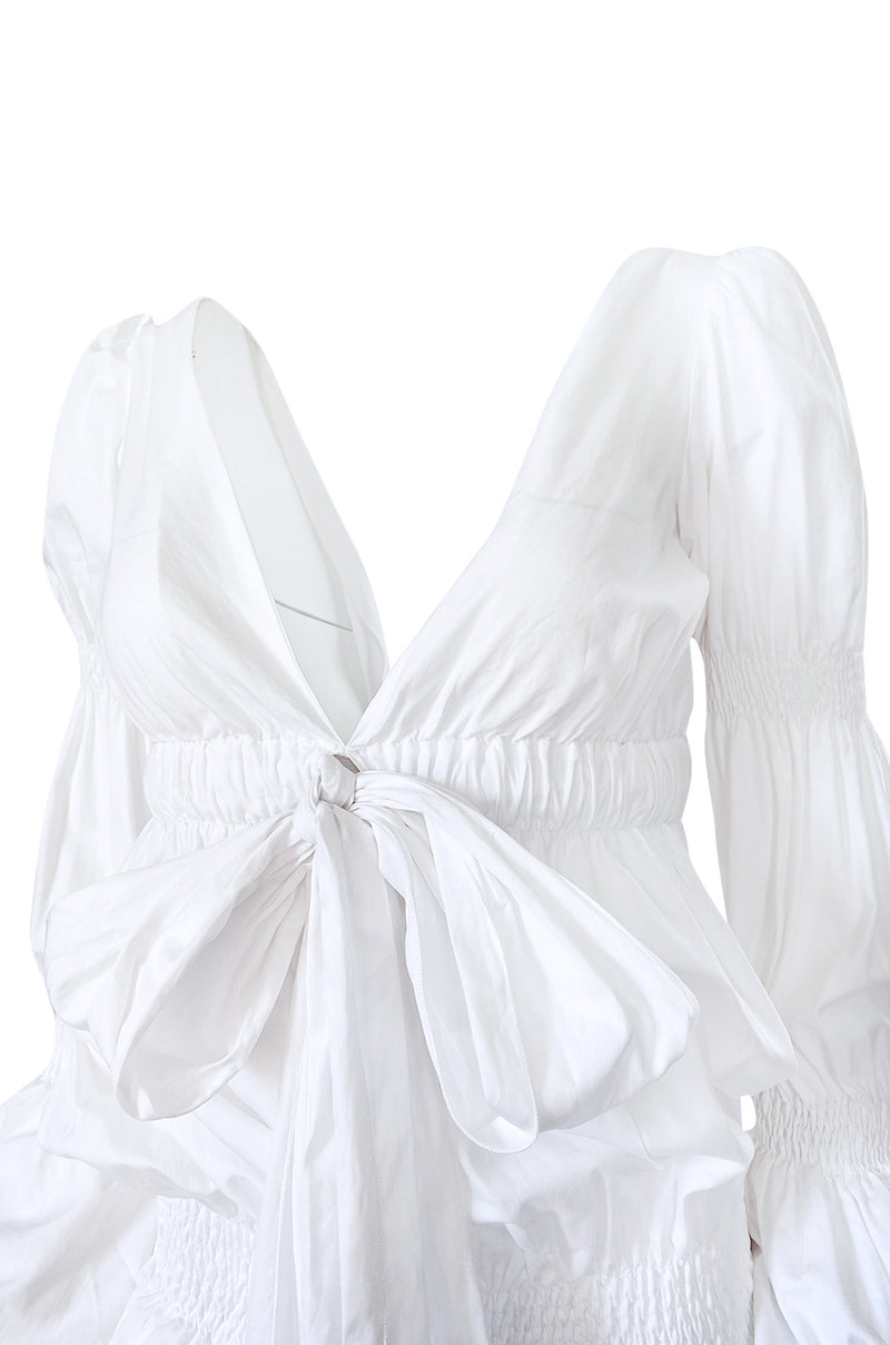 Spring 2006 Roberto Cavalli White Cotton Plunging Mini Dress