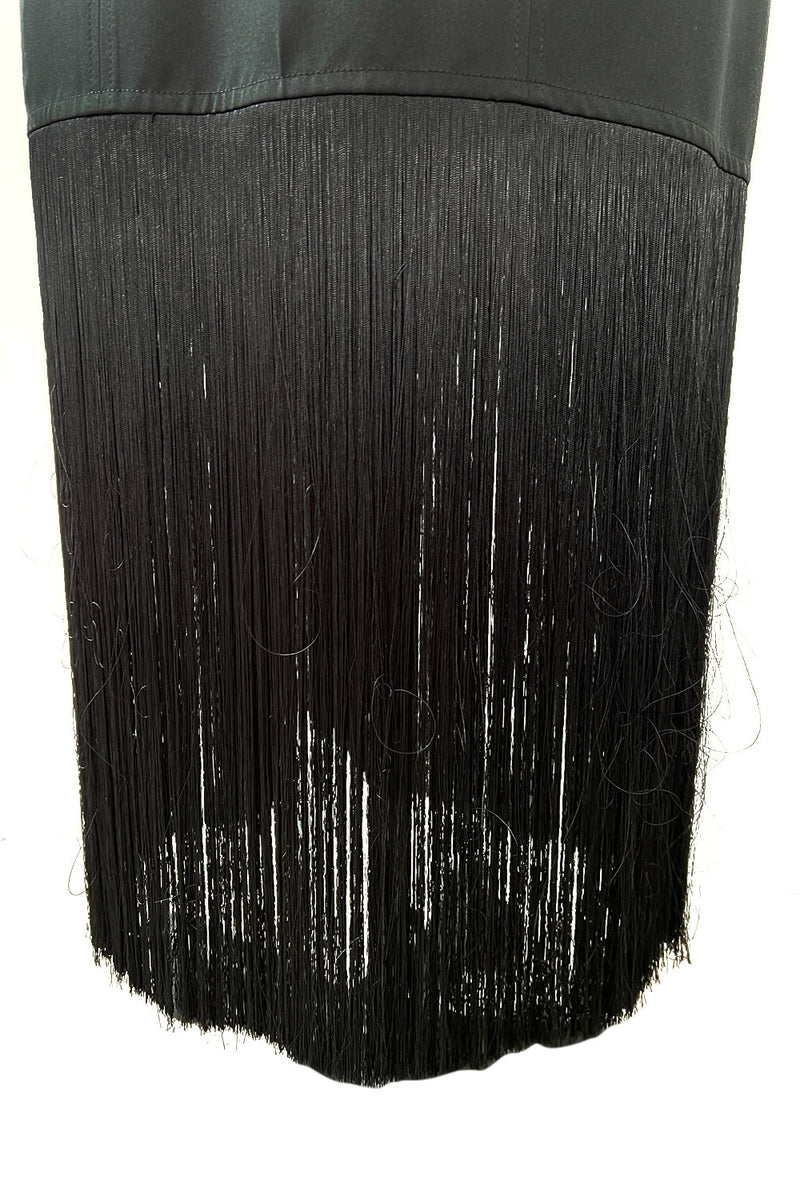 Iconic Fall 2017 Celine by Phoebe Philo Look 15 Runway Black Fringe Dress w Open Back