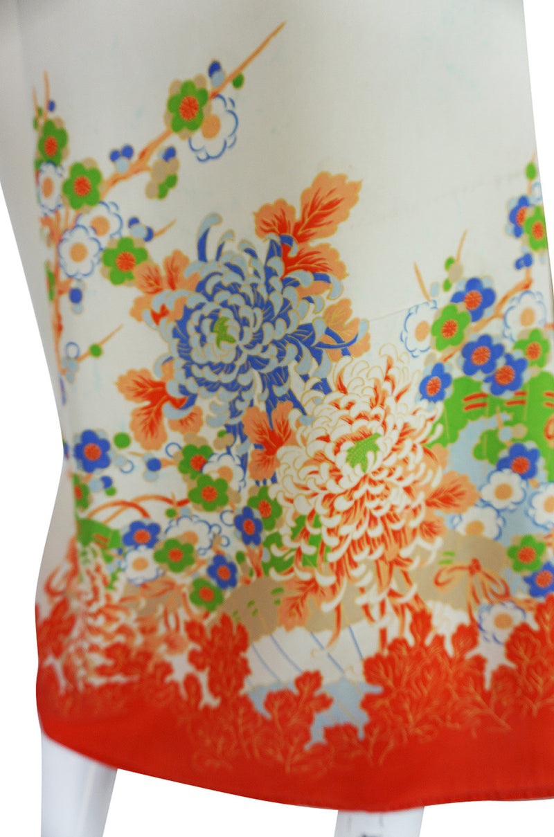 Romantic 1920s Printed Tissue Silk Pongee Kimono