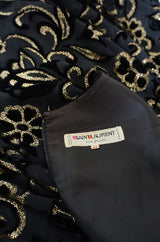1971 Yves Saint Laurent Gold & Black Velvet Dress