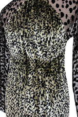 1994 Geoffrey Beene Leopard Print Chenille & Metallic Netting Dress