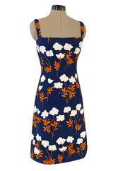 Spring 1973 Givenchy Haute Couture Lovely Long Stem Floral Print Dress & Jacket Set