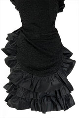Dramatic Fall 1987 Yves Saint Laurent Strapless Silk & Taffeta Dress w Ruffles & Bow