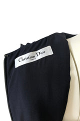 1990s Christian Dior Chic Black Sheath Dress w Pleated Cape Overley