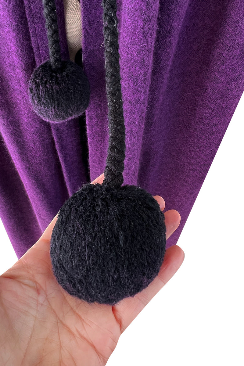 Superb Fall 1977 Yves Saint Laurent Ad Campaign Purple Wool & Mohair Cape w Dramatic Collar
