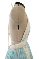 Spectacular Spring 2007 Roberto Cavalli Runway Pale Turquoise Blue Silk Gauze Backless Dress