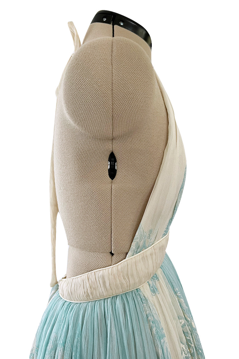 Spectacular Spring 2007 Roberto Cavalli Runway Pale Turquoise Blue Silk Gauze Backless Dress