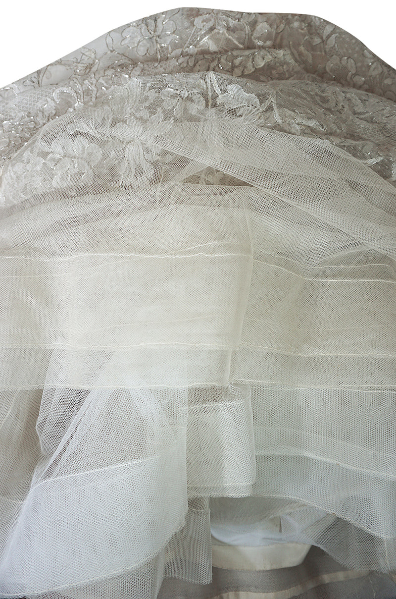 Spring 1959 Christian Dior Haute Couture Ivory & Silver Lace Dress