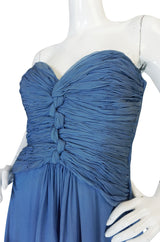 Spring 1990 Oscar de la Renta Ice Blue Silk Chiffon Dress & Cape