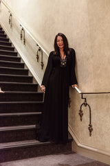 c1969 Iconic Ossie Clark "Graduation" Black Plunge Dress