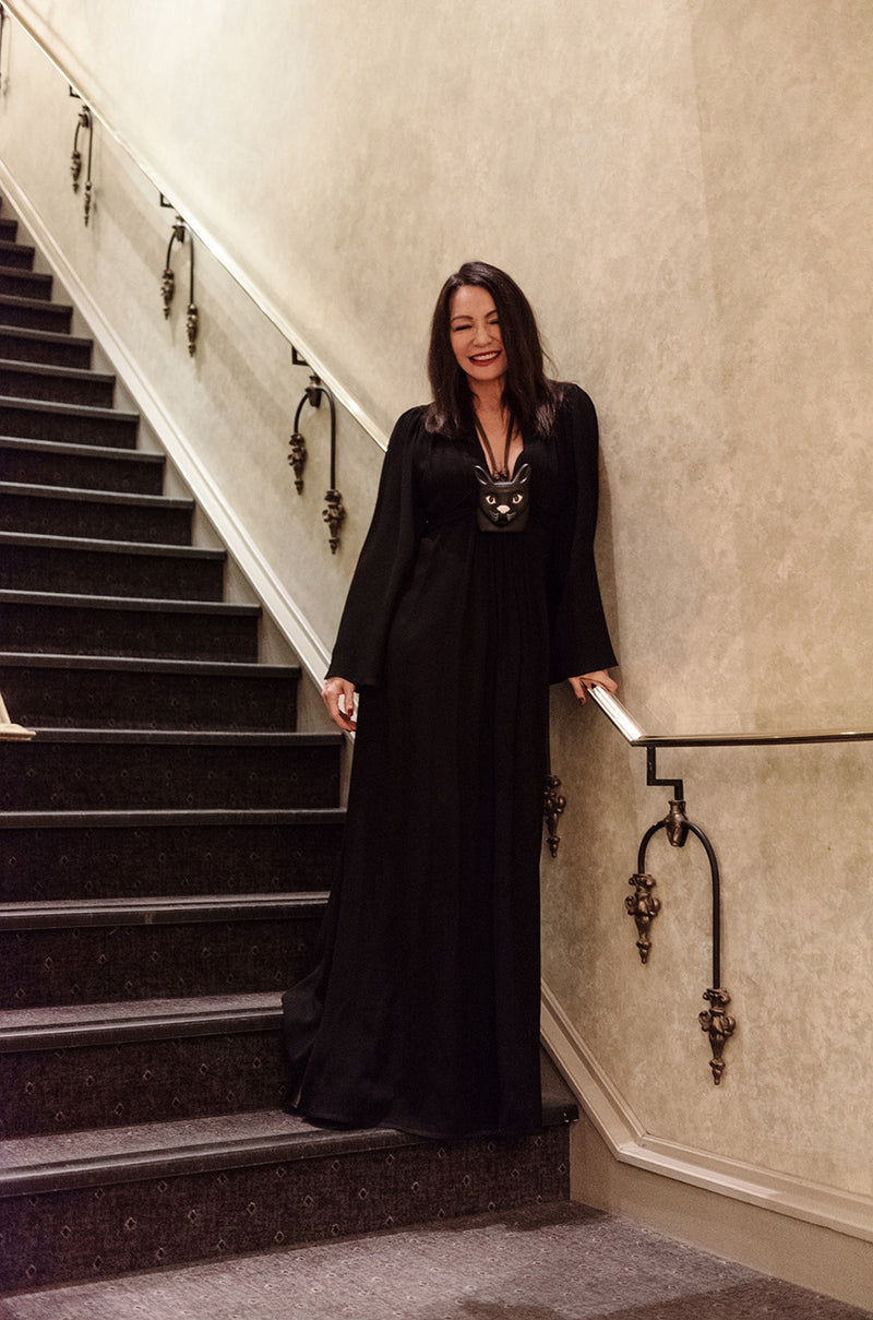 c1969 Iconic Ossie Clark "Graduation" Black Plunge Dress