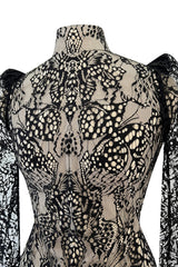 Spectacular Pre-Fall 2016 Alexander McQueen by Sarah Burton Black Nude Lace Dress