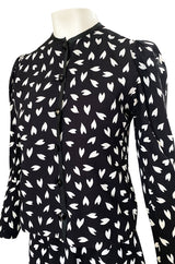 Fall 1982 Yves Saint Laurent Heart Print Black & White Suit Set