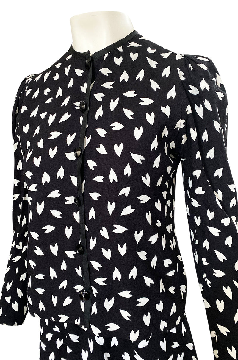 Fall 1982 Yves Saint Laurent Heart Print Black & White Suit Set