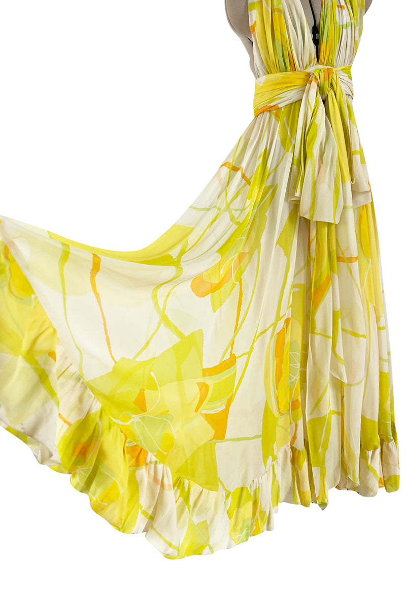 Beautiful 1973 Christian Dior by Marc Bohan Printed Silk Chiffon Dress