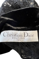 Beautiful Fall 2003 Christian Dior by John Galliano Black Lace Jacket Top w Velvet Trim