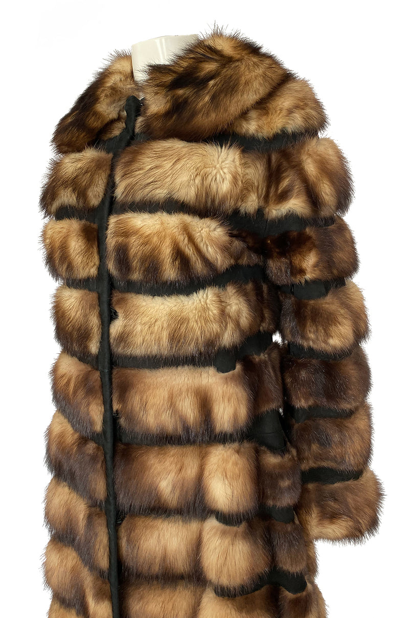 c.1966 Pierre Cardin Fitch Fur & Black Suede Flared Sleeve Coat ...